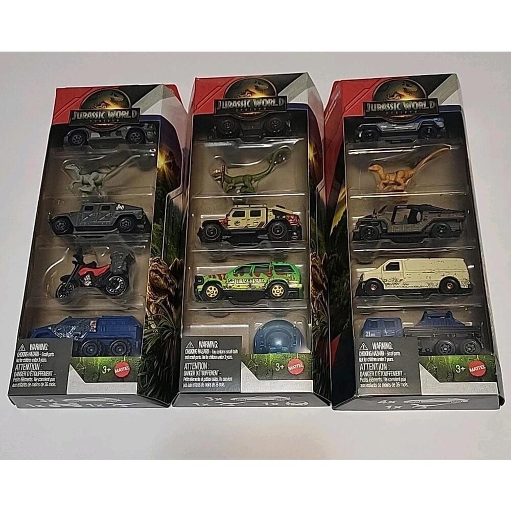 2025 Mattel Jurassic World Rebirth Matchbox 5pk Lot x3 See Discription Details